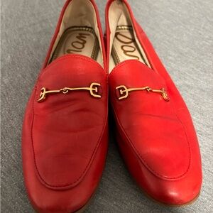 Sam Edelman Red Loafers with Gold Accents